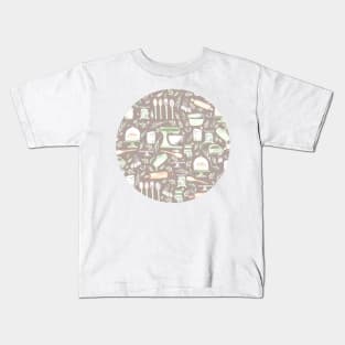 Baking Pattern on a grey texture Kids T-Shirt